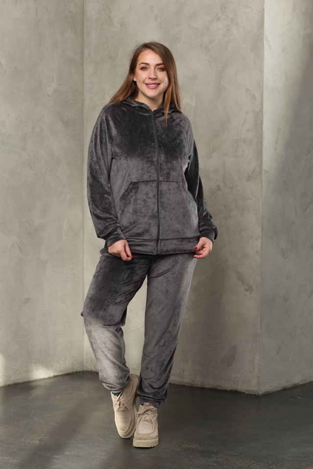 4xmk0mfcqd5mqwi5l2yn4epi-large Костюм жіночий 23.1860, 50(2XL), 52(3XL), 54(4XL), сірий 6, стильний велюровий спортивний костюм на замку у збільшених розмірах - Зображення 1