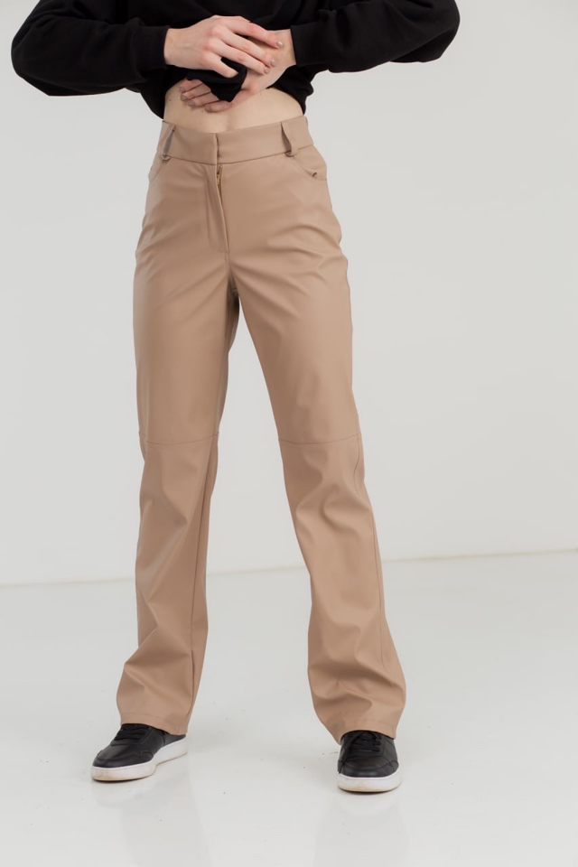 5naq3gadfplptui5tyxd5hvz-large Штани жіночі 23.5.16, 42(S), 44(M), 46(L), беж 5, стиль casual, шкіряні штани кльош - Зображення 1