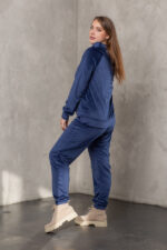 Костюм жіночий 23.1860, 50(2XL), 52(3XL), 54(4XL), темно синій, стильний велюровий спортивний костюм на замку у збільшених розмірах - Зображення 2