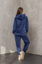 Костюм жіночий 23.1860, 50(2XL), 52(3XL), 54(4XL), темно синій, стильний велюровий спортивний костюм на замку у збільшених розмірах - Зображення 3