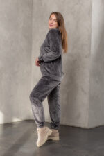 Костюм жіночий 23.1860, 50(2XL), 52(3XL), 54(4XL), сірий 6, стильний велюровий спортивний костюм на замку у збільшених розмірах - Зображення 2