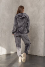 Костюм жіночий 23.1860, 50(2XL), 52(3XL), 54(4XL), сірий 6, стильний велюровий спортивний костюм на замку у збільшених розмірах - Зображення 3