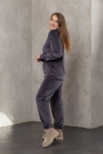 Костюм жіночий 23.1860, 50(2XL), 52(3XL), 54(4XL), графіт 3, стильний велюровий спортивний костюм на замку у збільшених розмірах - Зображення 2