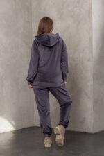 Костюм жіночий 23.1860, 50(2XL), 52(3XL), 54(4XL), графіт 3, стильний велюровий спортивний костюм на замку у збільшених розмірах - Зображення 4