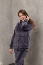 Костюм жіночий 23.1860, 50(2XL), 52(3XL), 54(4XL), графіт 3, стильний велюровий спортивний костюм на замку у збільшених розмірах - Зображення 5