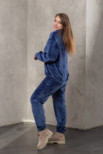 Костюм жіночий 23.1867, 48(XL), 50(2XL), 52(3XL), синій, стиль casual (кежуал), велюровий костюм у збільшених розмірах, з кишенею-кенгуру - Зображення 2