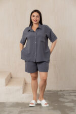 Костюм 22.1648б Американський креп, колір Темно сірий, 48(XL), 50(ХХL), 52(3XL)