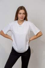 Футболка жіноча 23.5.18, 42(S)-44(М), 46(L)-48(XL), білий, однотонна базова футболка, вільного крою