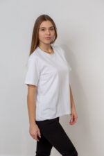 Футболка жіноча 23.5.18, 42(S)-44(М), 46(L)-48(XL), білий, однотонна базова футболка, вільного крою - Зображення 2