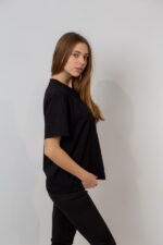 Футболка жіноча 23.5.18, 42(S)-44(М), 46(L)-48(XL), чорний, однотонна базова футболка, вільного крою - Зображення 2