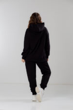Костюм жіночий 23.1856, 48(XL), 50(2XL), 52(3XL), чорний, костюм у збільшених розмірах з подовженою кофтою в спортивному стилі, манжети - рібана - Зображення 3