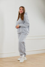 Костюм жіночий 22.1726, 48(XL), 50(2XL), 52(3XL), меланж, спортивний утеплений костюм у збільшених розмірах, кофта з капюшоном та кишенею-кенгуру - Зображення 4