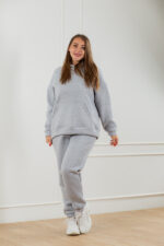 Костюм жіночий 22.1726, 48(XL), 50(2XL), 52(3XL), меланж, спортивний утеплений костюм у збільшених розмірах, кофта з капюшоном та кишенею-кенгуру - Зображення 2