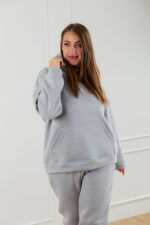 Костюм жіночий 22.1726, 48(XL), 50(2XL), 52(3XL), меланж, спортивний утеплений костюм у збільшених розмірах, кофта з капюшоном та кишенею-кенгуру - Зображення 5
