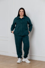 Костюм 24.2552 с.б Замш тонкий, колір Темно зелений , 54(4XL), 56(5XL), 58(6XL)