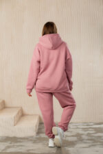 Костюм жіночий 22.1726, 48(XL), 50(2XL), 52(3XL), пудра темна, спортивний утеплений костюм у збільшених розмірах, кофта з капюшоном та кишенею-кенгуру - Зображення 3