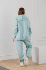 Костюм жіночий 22.1726, 48(XL), 50(2XL), 52(3XL), сіро-блакитний, спортивний утеплений костюм у збільшених розмірах, кофта з капюшоном та кишенею-кенгуру - Зображення 3