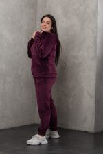 Костюм жіночий 23.1860, 50(2XL), 52(3XL), 54(4XL), марсал, стильний велюровий спортивний костюм на замку у збільшених розмірах - Зображення 4