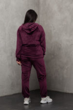 Костюм жіночий 23.1860, 50(2XL), 52(3XL), 54(4XL), марсал, стильний велюровий спортивний костюм на замку у збільшених розмірах - Зображення 3