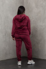 Костюм жіночий 23.1860, 50(2XL), 52(3XL), 54(4XL), бордо 1, стильний велюровий спортивний костюм на замку у збільшених розмірах - Зображення 3