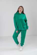 Костюм жіночий 23.1856, 48(XL), 50(2XL), 52(3XL), зелений 5, костюм у збільшених розмірах з подовженою кофтою в спортивному стилі, манжети - рібана