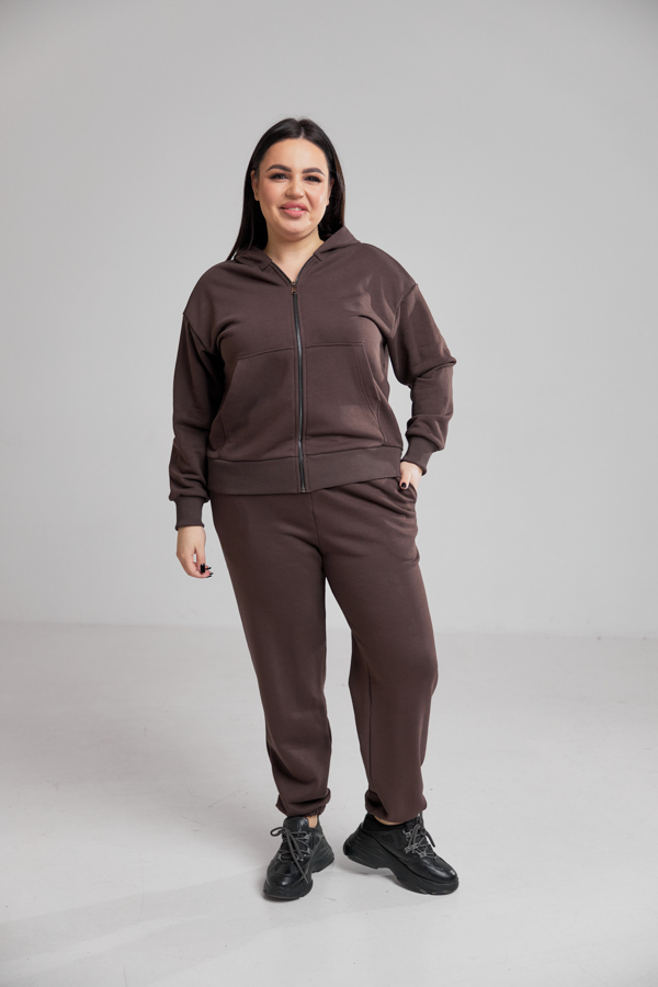 sera2278 Костюм 25.2567 б Трикотаж петля, колір Темний шоколад, 46(L), 48(XL), 50(ХХL) - Зображення 1