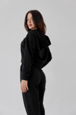 Костюм жіночий 23.2036, 40(XS), 42(S), 44(M), чорний костюм з подовженою кофтою в спортивному стилі, манжети - рібана - Зображення 2