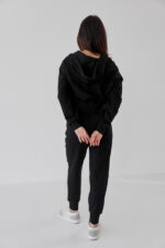 Костюм жіночий 23.2036, 40(XS), 42(S), 44(M), чорний костюм з подовженою кофтою в спортивному стилі, манжети - рібана - Зображення 3
