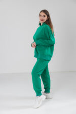 Костюм жіночий 23.1856, 48(XL), 50(2XL), 52(3XL), зелений 5, костюм у збільшених розмірах з подовженою кофтою в спортивному стилі, манжети - рібана - Зображення 2