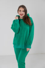 Костюм жіночий 23.1856, 48(XL), 50(2XL), 52(3XL), зелений 5, костюм у збільшених розмірах з подовженою кофтою в спортивному стилі, манжети - рібана - Зображення 4
