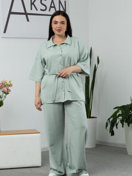 Костюм 25.2656 б Льон, колір М'ята , 48(XL), 50(ХХL), 52(3XL)