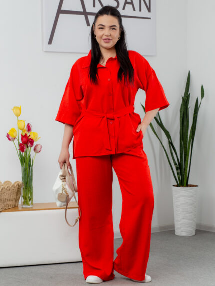 Костюм 25.2656 б Льон, колір Червоний, 48(XL), 50(ХХL), 52(3XL)