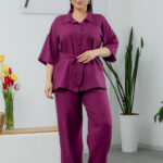 Костюм 25.2656 б Льон, колір Темно баклажановий, 48(XL), 50(ХХL), 52(3XL)