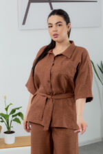 Костюм 25.2656 б Льон, колір Світло шоколадний, 48(XL), 50(ХХL), 52(3XL) - Зображення 4
