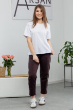 Костюм 25.2640 н Трикотаж двухнитка, Білий+Темний шоколад, 42(S), 44(М), 46(L)