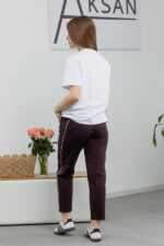 Костюм 25.2640 н Трикотаж двухнитка, Білий+Темний шоколад, 42(S), 44(М), 46(L) - Зображення 3