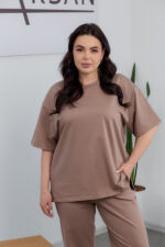 Komplet 25.2678 dzianina dresowa dwunitkowa, kolor Ciemnobeżowy, 48(XL), 50(XXL), 52(3XL) - Image 4