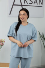 Костюм 25.2678 * Трикотаж двухнитка, колір Срібно небесний, 48(XL), 50(ХХL), 52(3XL) - Зображення 4