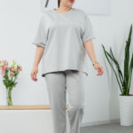 Komplet 25.2678 dzianina dresowa dwunitkowa, kolor Delikatny szary, 52(3XL), 54(4XL), 56(5XL)