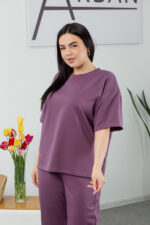 Komplet 25.2678 dzianina dresowa dwunitkowa, kolor Bakłażan, 48(XL), 50(XXL), 52(3XL) - Image 4