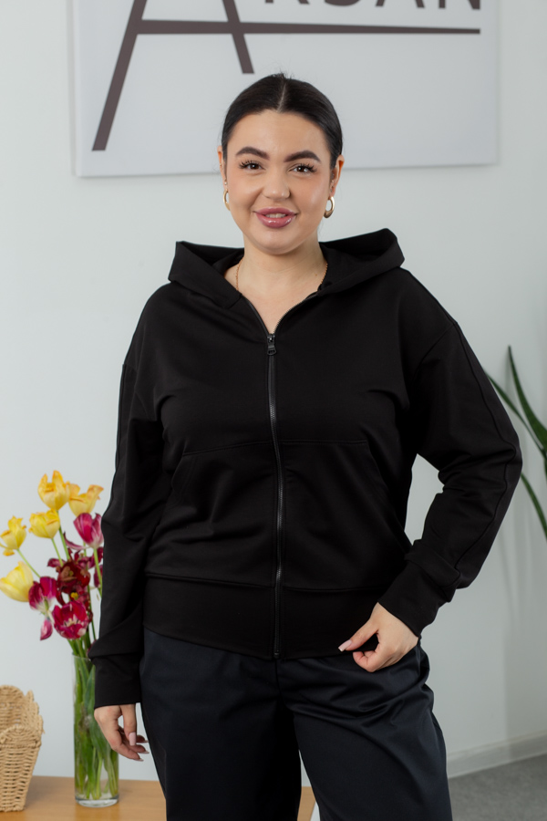 img_4443 Кофта 25.2703 б Трикотаж двухнитка, колір Чорний, 48(XL), 50(ХХL), 52(3XL) - Зображення 1