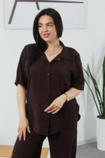 Костюм 25.2691 б Американський креп, колір Темний шоколад, 48(XL), 50(ХХL), 52(3XL) - Зображення 4