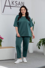 Костюм 25.2678 б Трикотаж двухнитка, колір Оливка темна, 52(3XL), 54(4XL), 56(5XL)