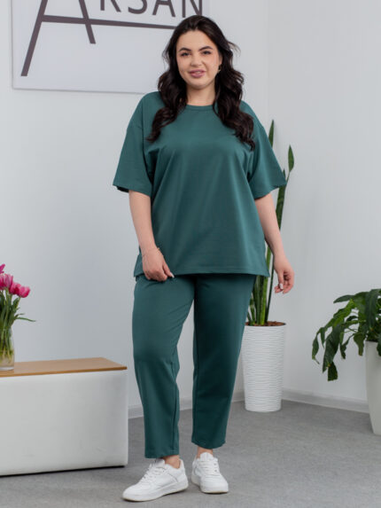 Костюм 25.2678 б Трикотаж двухнитка, колір Оливка темна, 52(3XL), 54(4XL), 56(5XL)