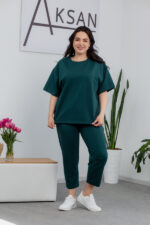 Костюм 25.2678 б Трикотаж двухнитка, колір Темно зелений , 52(3XL), 54(4XL), 56(5XL)