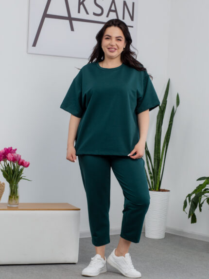 Костюм 25.2678 б Трикотаж двухнитка, колір Темно зелений , 52(3XL), 54(4XL), 56(5XL)
