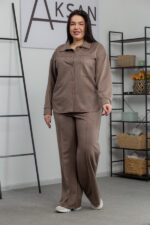 Костюм 25.2587 б Замш тонкий, колір Какао, 48(XL), 50(ХХL), 52(3XL)