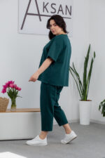 Костюм 25.2678 б Трикотаж двухнитка, колір Темно зелений , 52(3XL), 54(4XL), 56(5XL) - Зображення 3