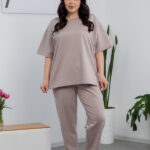 Костюм 25.2678 * Трикотаж двухнитка, колір Світле латте, 48(XL), 50(ХХL), 52(3XL)