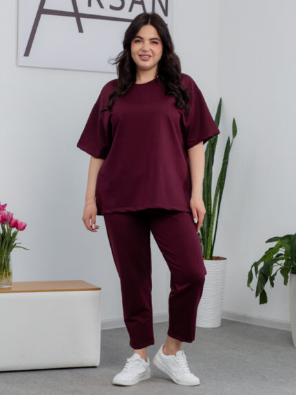 Костюм 25.2678 с,б Трикотаж двухнитка, колір Бургунді, 58(6XL), 60(7XL)